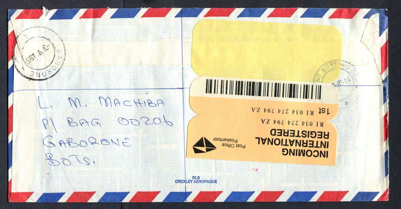 Botswana - "Maxi" Size Registered Cover