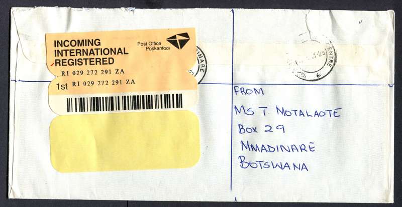 Botswana - "Maxi" Size Registered Cover