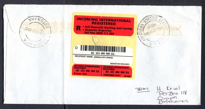 Botswana - "Maxi" Size Registered Cover