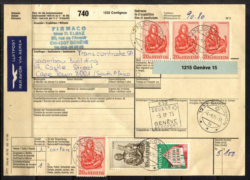 Switzerland - Parcel Card