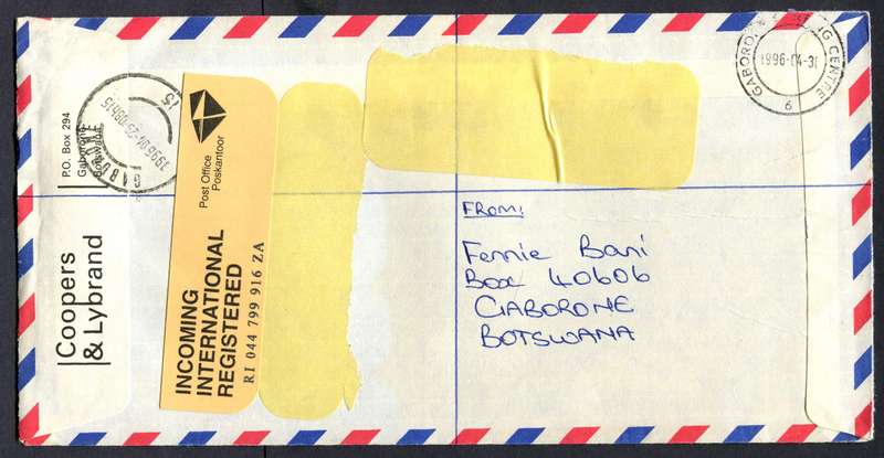 Botswana - "Maxi" Size Registered Cover