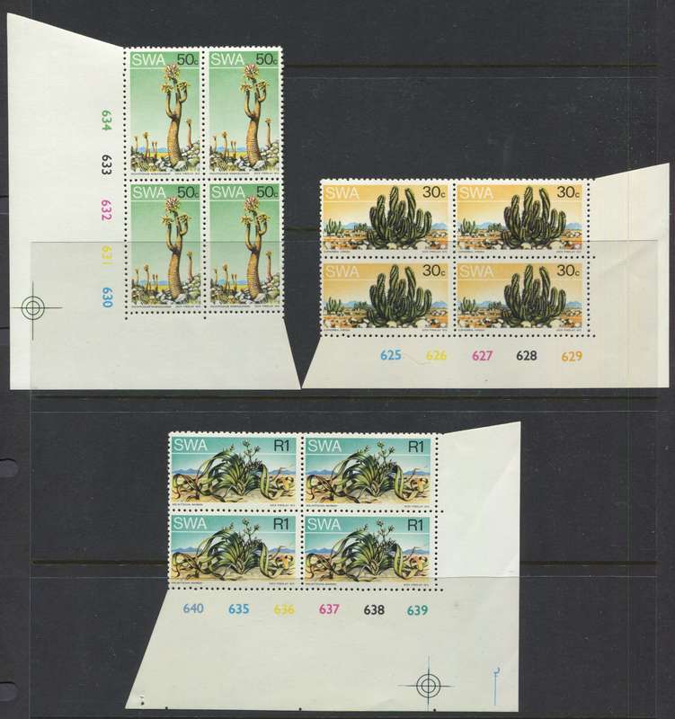 SWA - Basic Set of 16 Control Blocks Of 4 - 1973 - MNH - 20c With Extra Cactus Variety