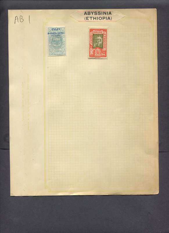 Ethiopia - 2 Stamps Mounted On Old Album Page