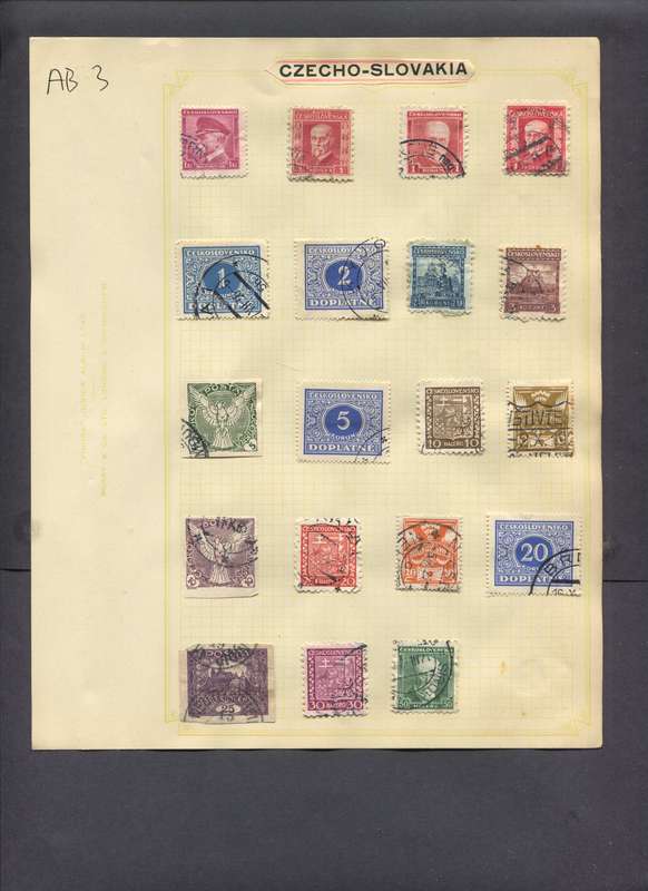 Czechoslovakia - 19 Stamps Mounted On Old Album Page