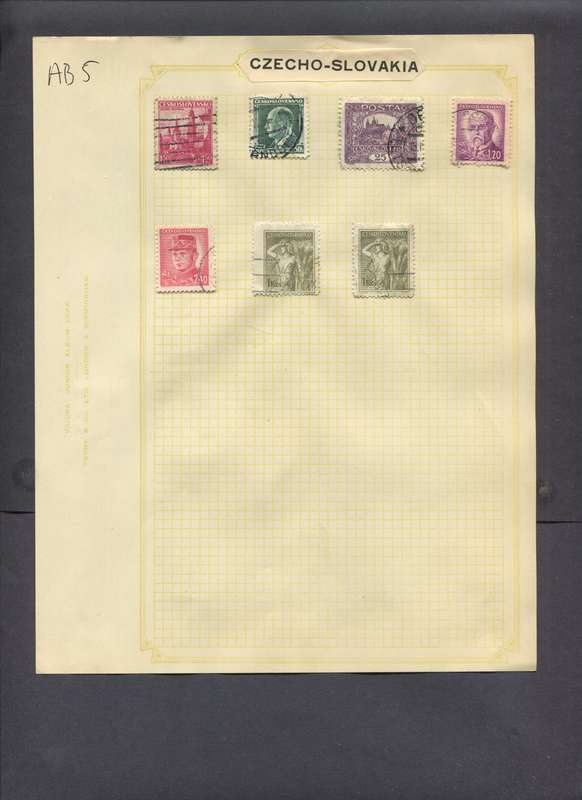 Czechoslovakia - 7 Stamps Mounted On Old Album Page