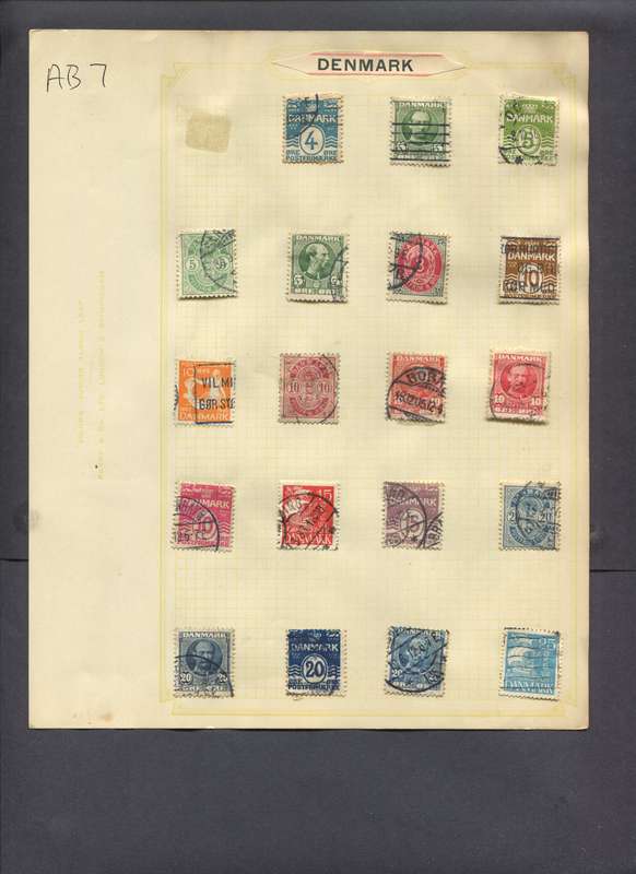 Denmark - 19 Stamps Mounted On Old Album Page