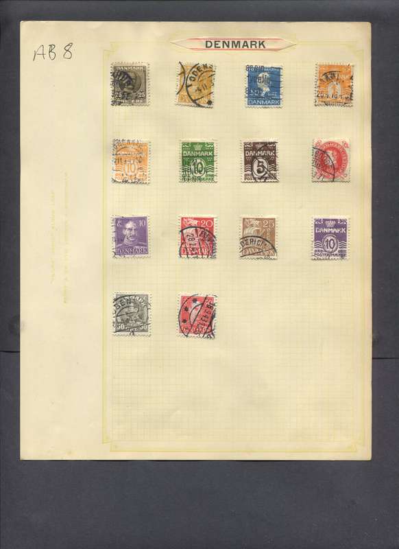 Denmark - 14 Stamps Mounted On Old Album Page