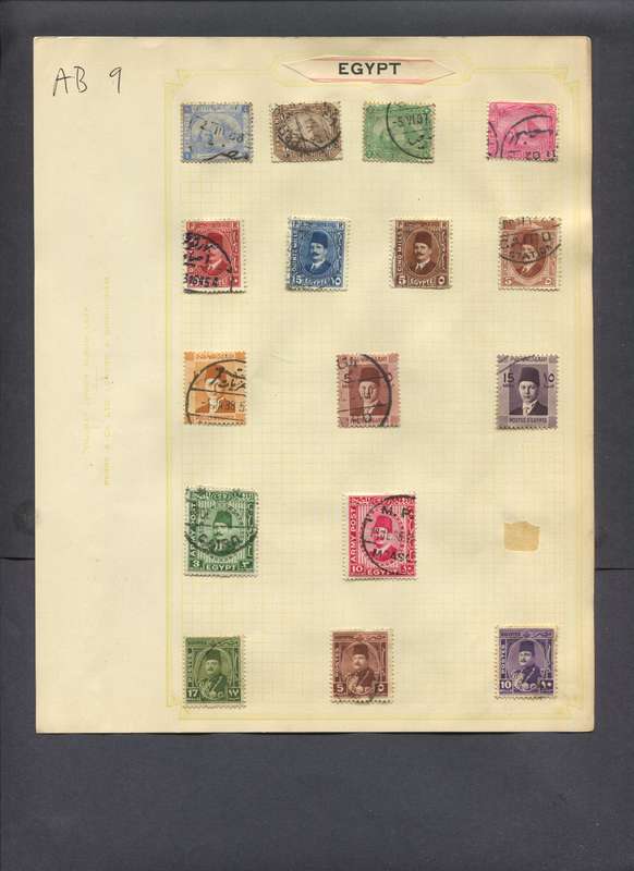 Egypt - 16 Stamps Mounted On Old Album Page