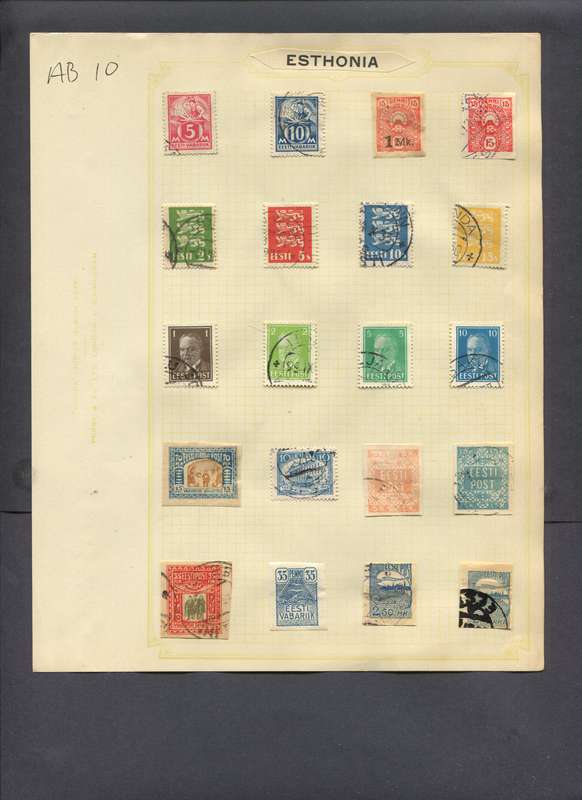 Estonia - 20 Stamps Mounted On Old Album Page