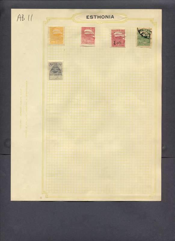 Estonia - 5 Stamps Mounted On Old Album Page