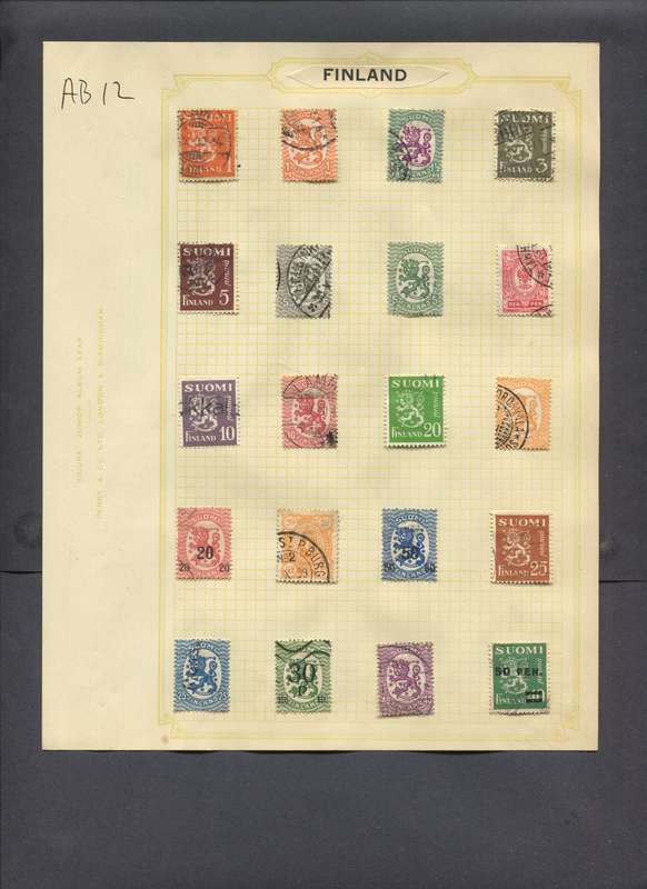 Finland - 20 Stamps Mounted On Old Album Page