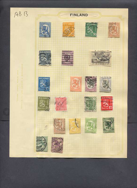 Finland - 21 Stamps Mounted On Old Album Page