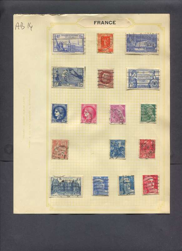 France - 17 Stamps Mounted On Old Album Page