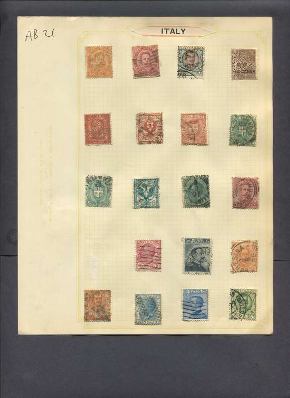 Italy - 19 Stamps Mounted On Old Album Page