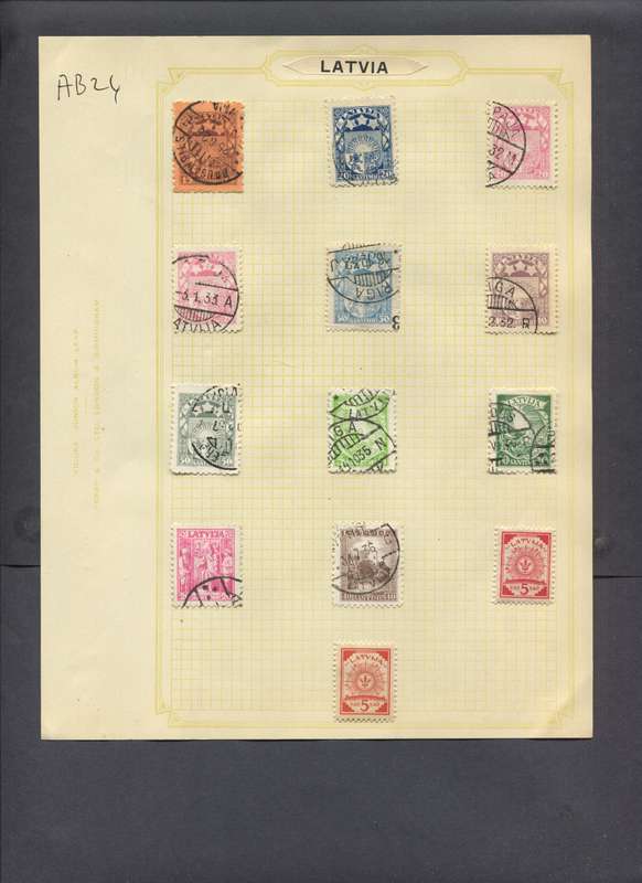 Latvia - 13 Stamps Mounted On Old Album Page
