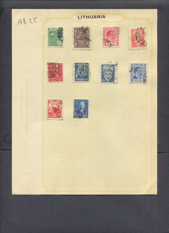 Lithuania - 10 Stamps Mounted On Old Album Page