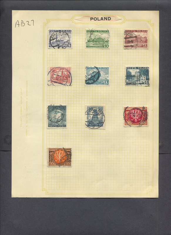 Poland - 10 Stamps Mounted On Old Album Page