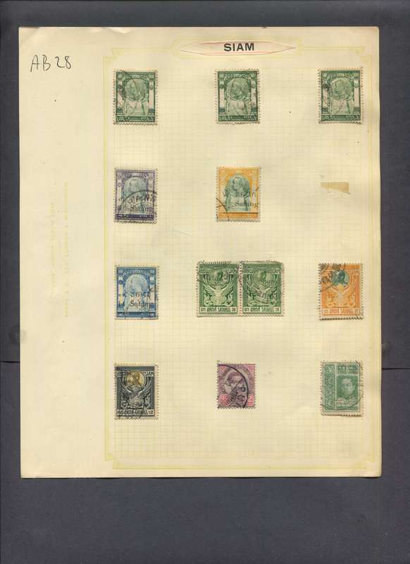 Thailand - 12 Stamps Mounted On Old Album Page