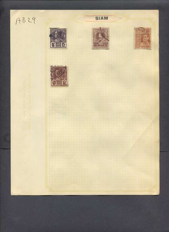 Thailand - 4 Stamps Mounted On Old Album Page