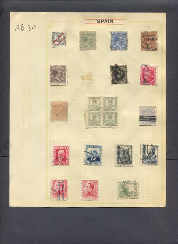 Spain -20 Stamps Mounted On Old Album Page