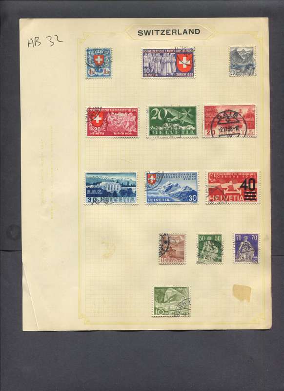 Switzerland - 13 Stamps Mounted On Old Album Page