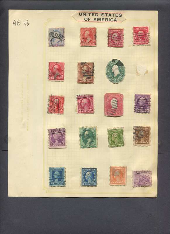 USA - 19 Stamps Mounted On Old Album Page