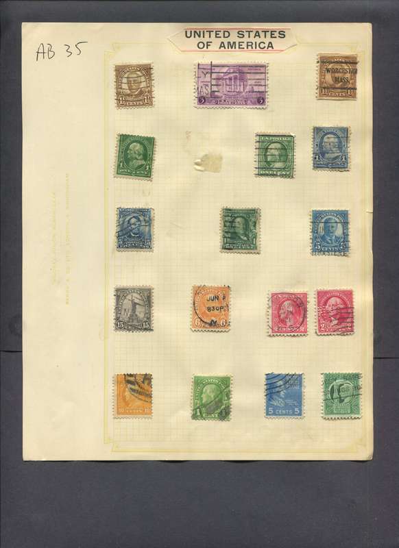 USA - 17 Stamps Mounted On Old Album Page