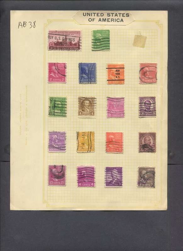 USA - 18 Stamps Mounted On Old Album Page
