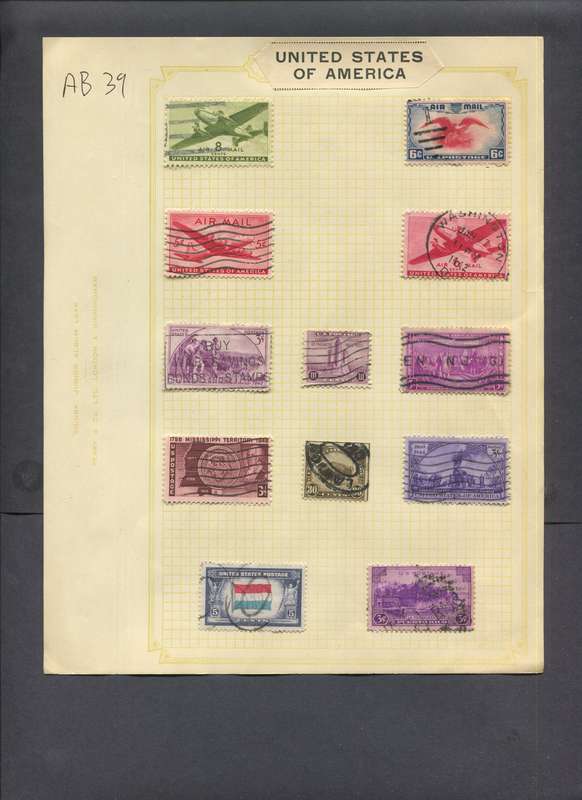 USA - 12 Stamps Mounted On Old Album Page