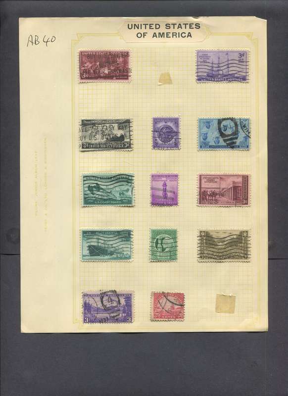 USA - 13 Stamps Mounted On Old Album Page