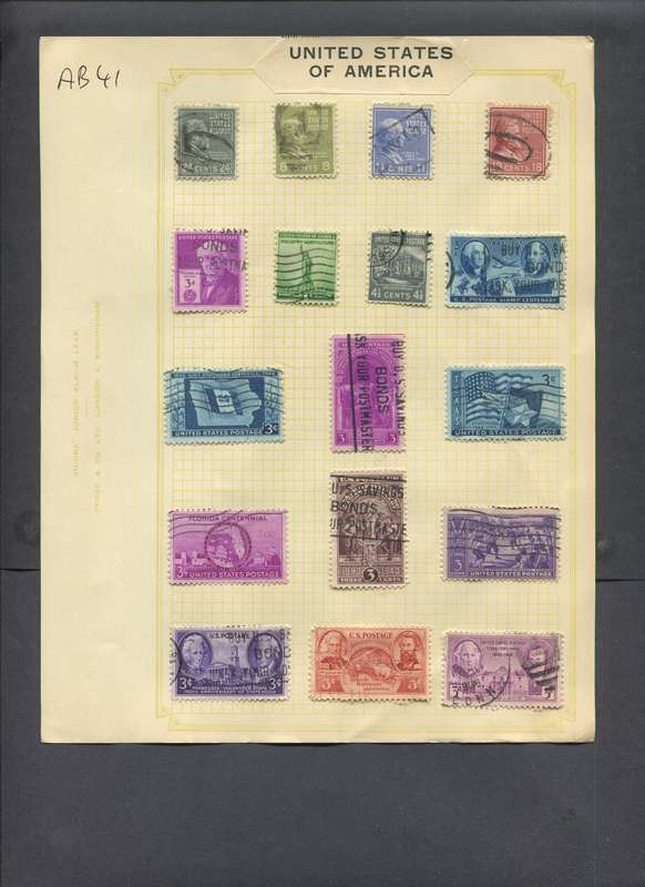 USA - 17 Stamps Mounted On Old Album Page