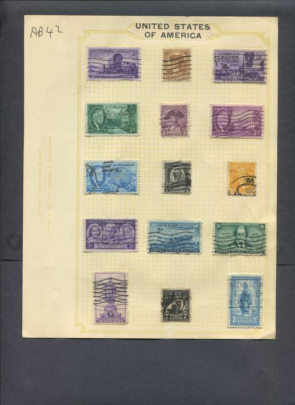 USA - 15 Stamps Mounted On Old Album Page