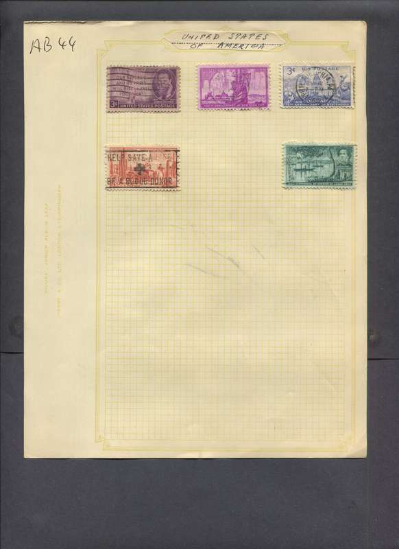 USA - 5 Stamps Mounted On Old Album Page