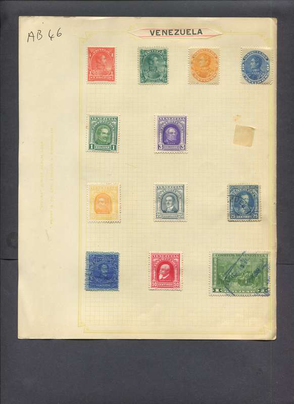 Venezuela - 12 Stamps Mounted On Old Album Page