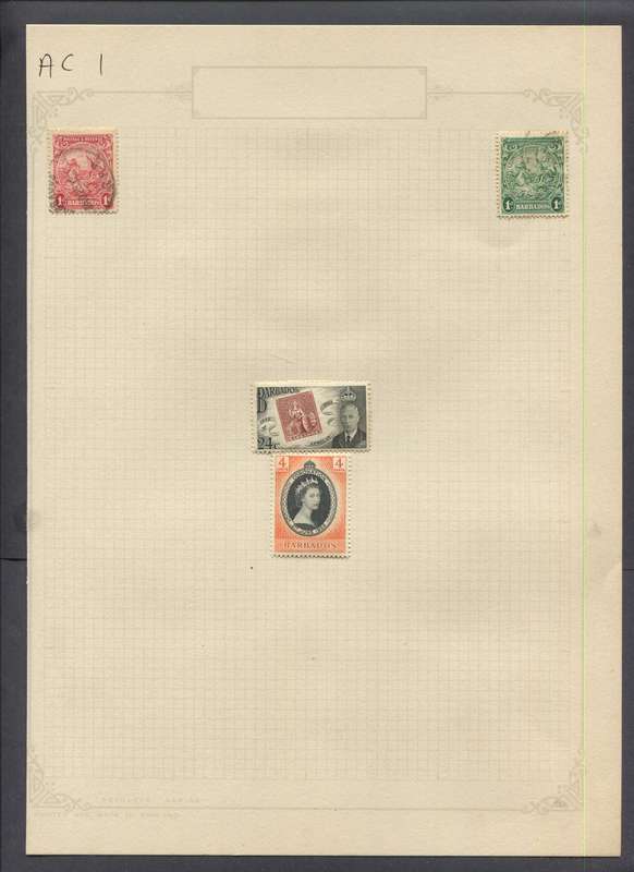 Barbados - 4 Stamps Mounted On Old Album Page