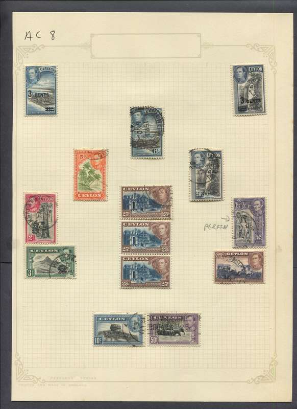 Ceylon - 14 Stamps Mounted On Old Album Page