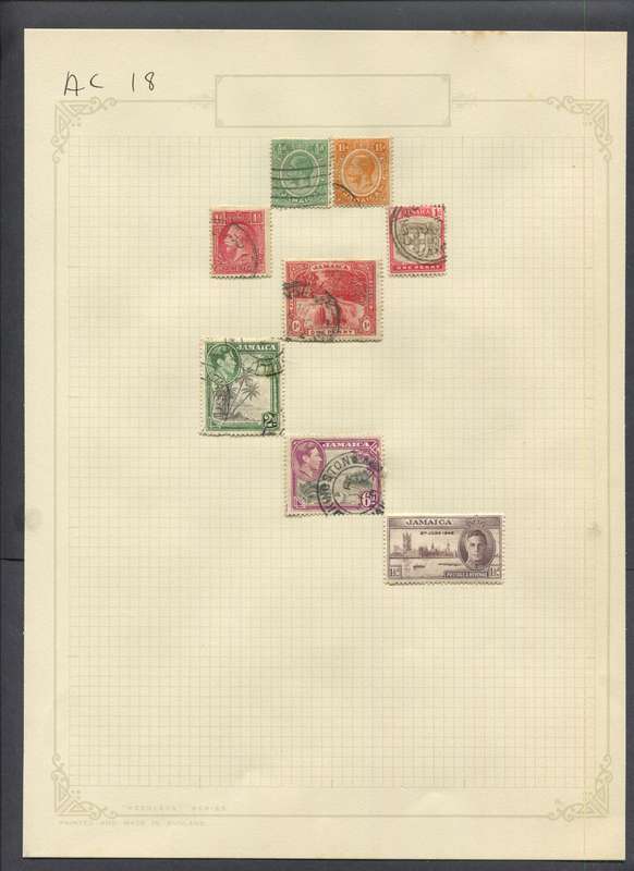 Jamaica - 8 Stamps Mounted On Old Album Page