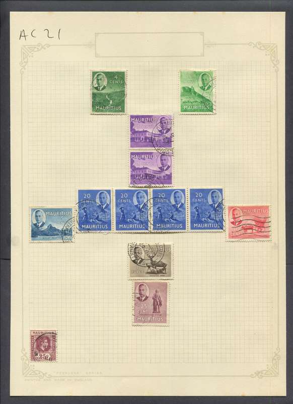 Mauritius - 13 Stamps Mounted On Old Album Page