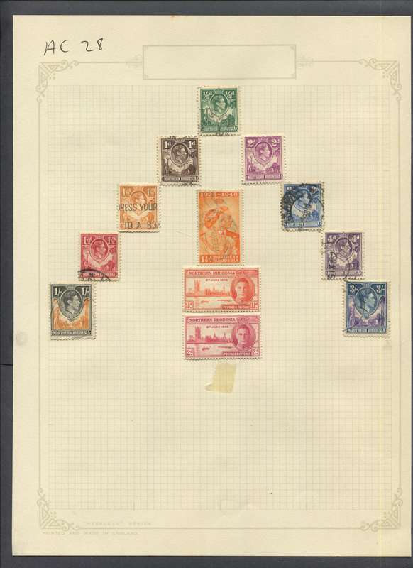 Northern Rhodesia - 12 Stamps Mounted On Old Album Page