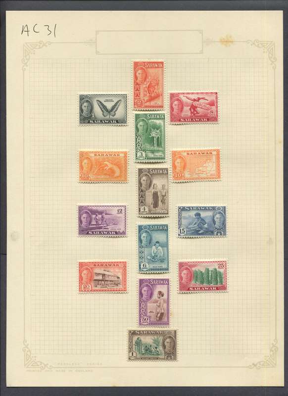 Sarawak - 14 Stamps Mounted On Old Album Page