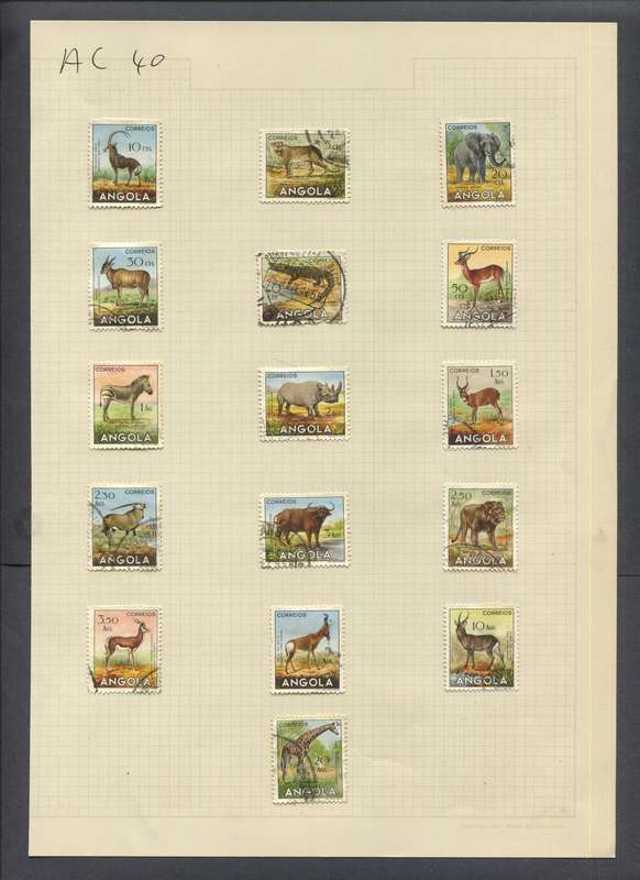Angola - 16 Stamps Mounted On Old Album Page