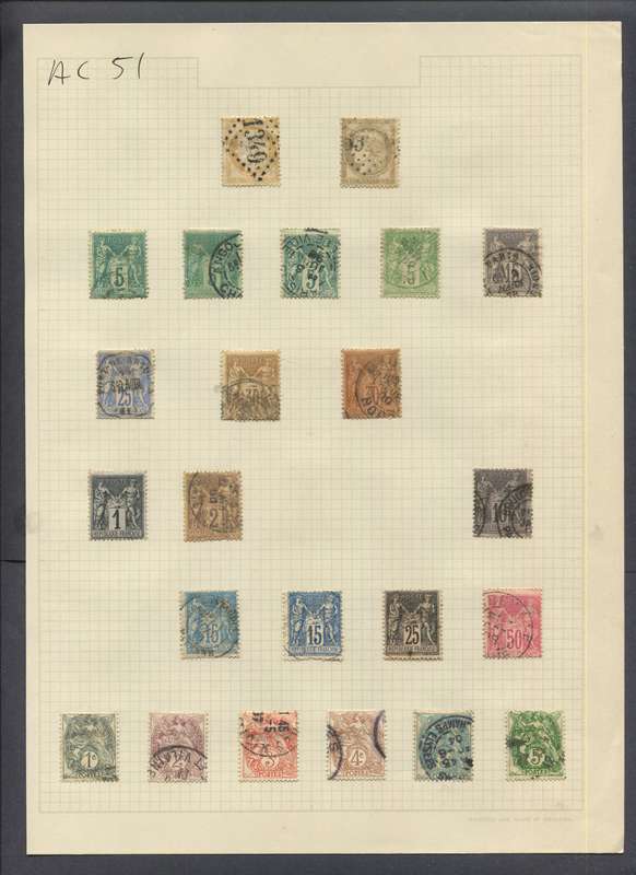 France - 23 Stamps Mounted On Old Album Page