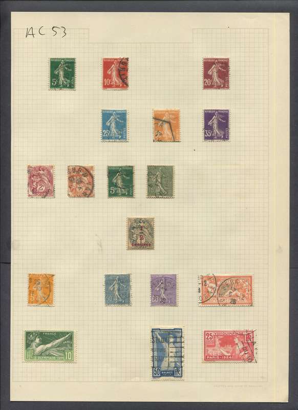 France - 18 Stamps Mounted On Old Album Page