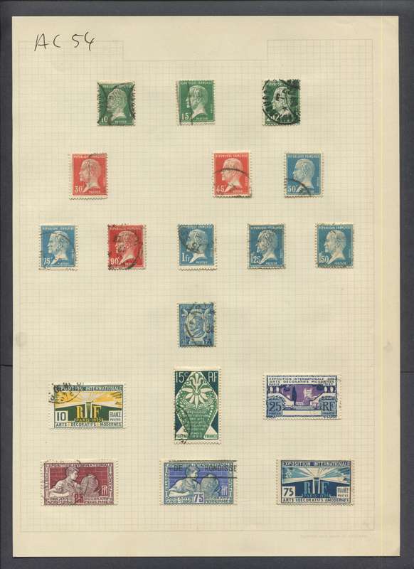 France - 18 Stamps Mounted On Old Album Page