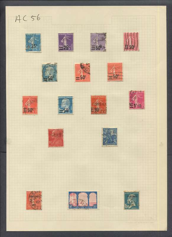 France - 16 Stamps Mounted On Old Album Page