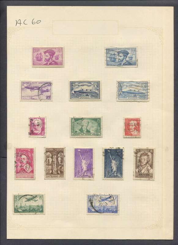 France - 15 Stamps Mounted On Old Album Page