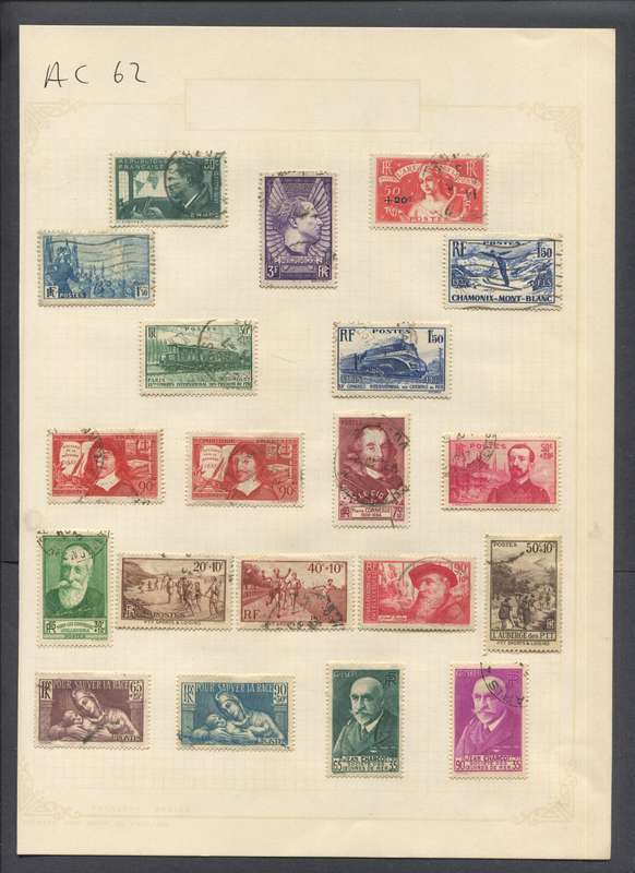 France - 20 Stamps Mounted On Old Album Page