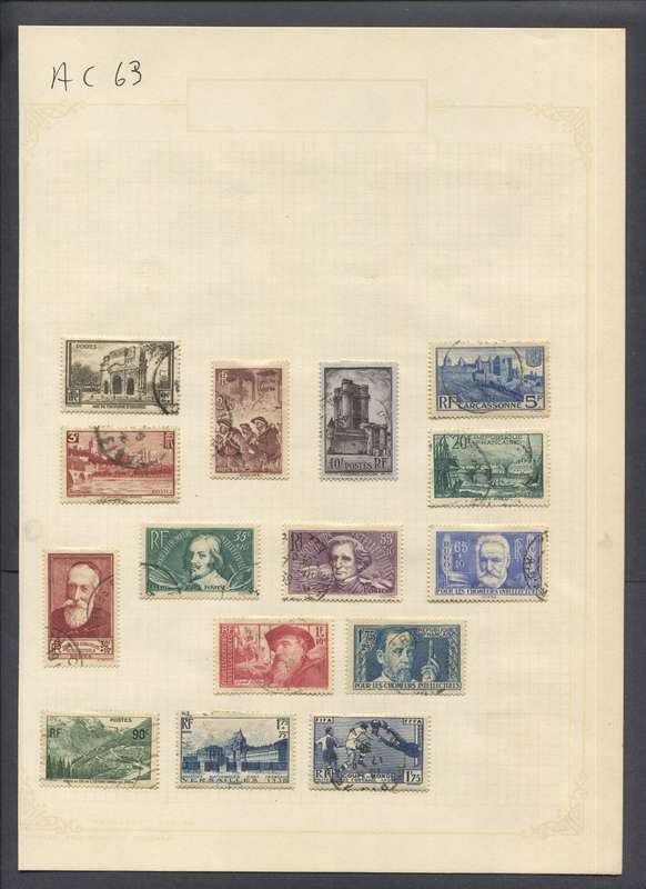 France - 15 Stamps Mounted On Old Album Page