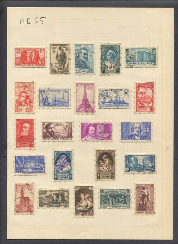 France - 23 Stamps Mounted On Old Album Page