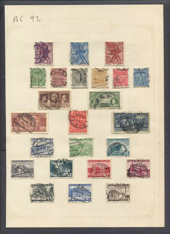 Poland - 24 Stamps Mounted On Old Album Page
